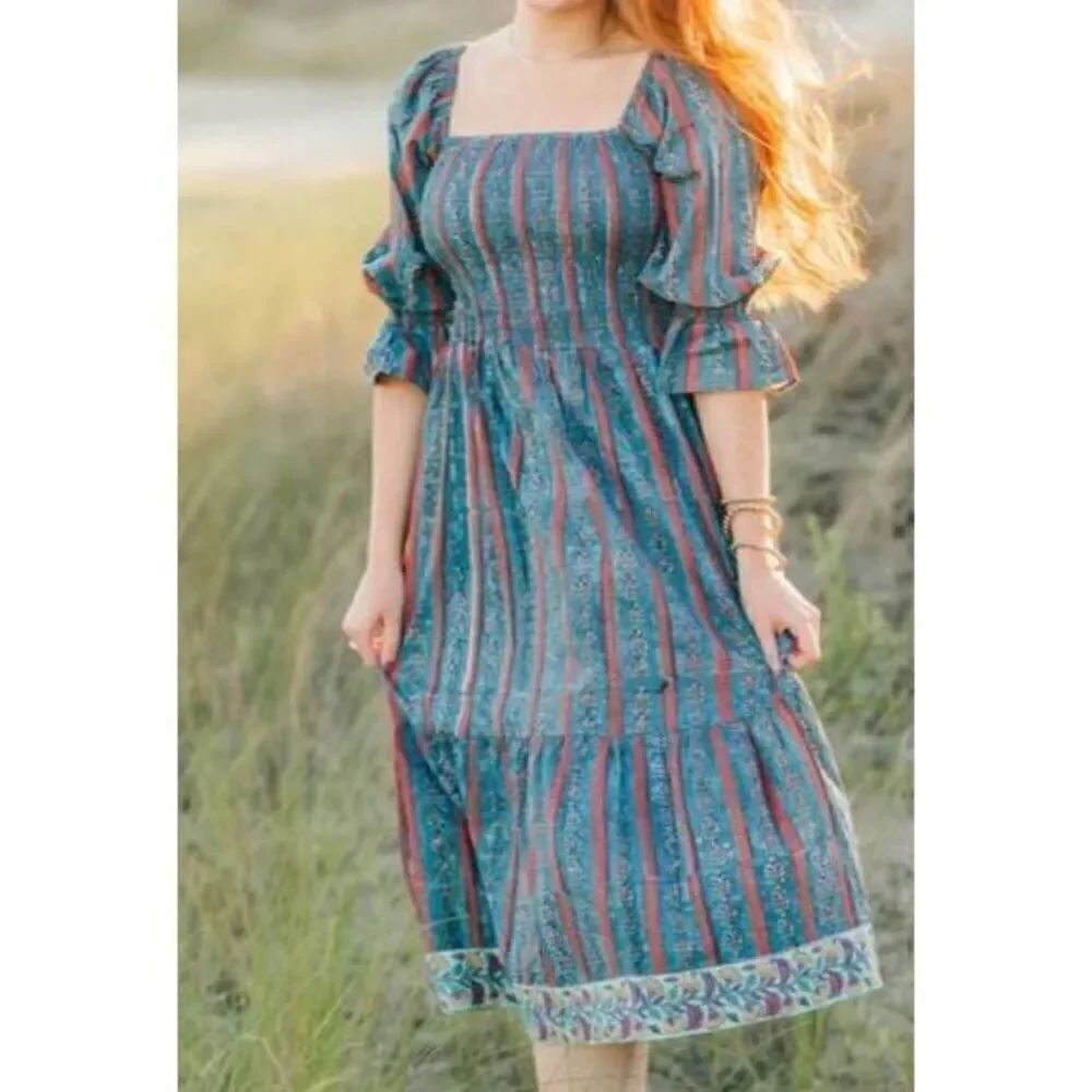 VICTORIA Dunn printed midi dress XS NWT